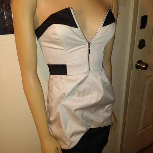 Beige and black H&M dress, size 2 - Picture 4 of 7